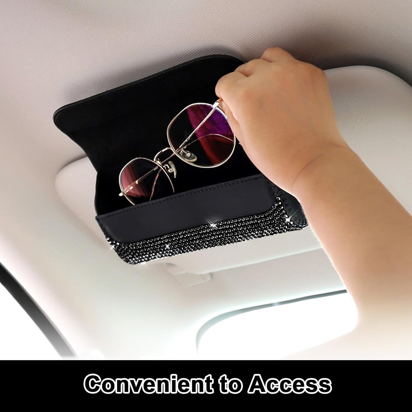 Accmor Sunglasses Holder for Car Sun Visor, Auto Eyeglasses Protective Storage Case, Vehicle Visor Accessories Organizer Box