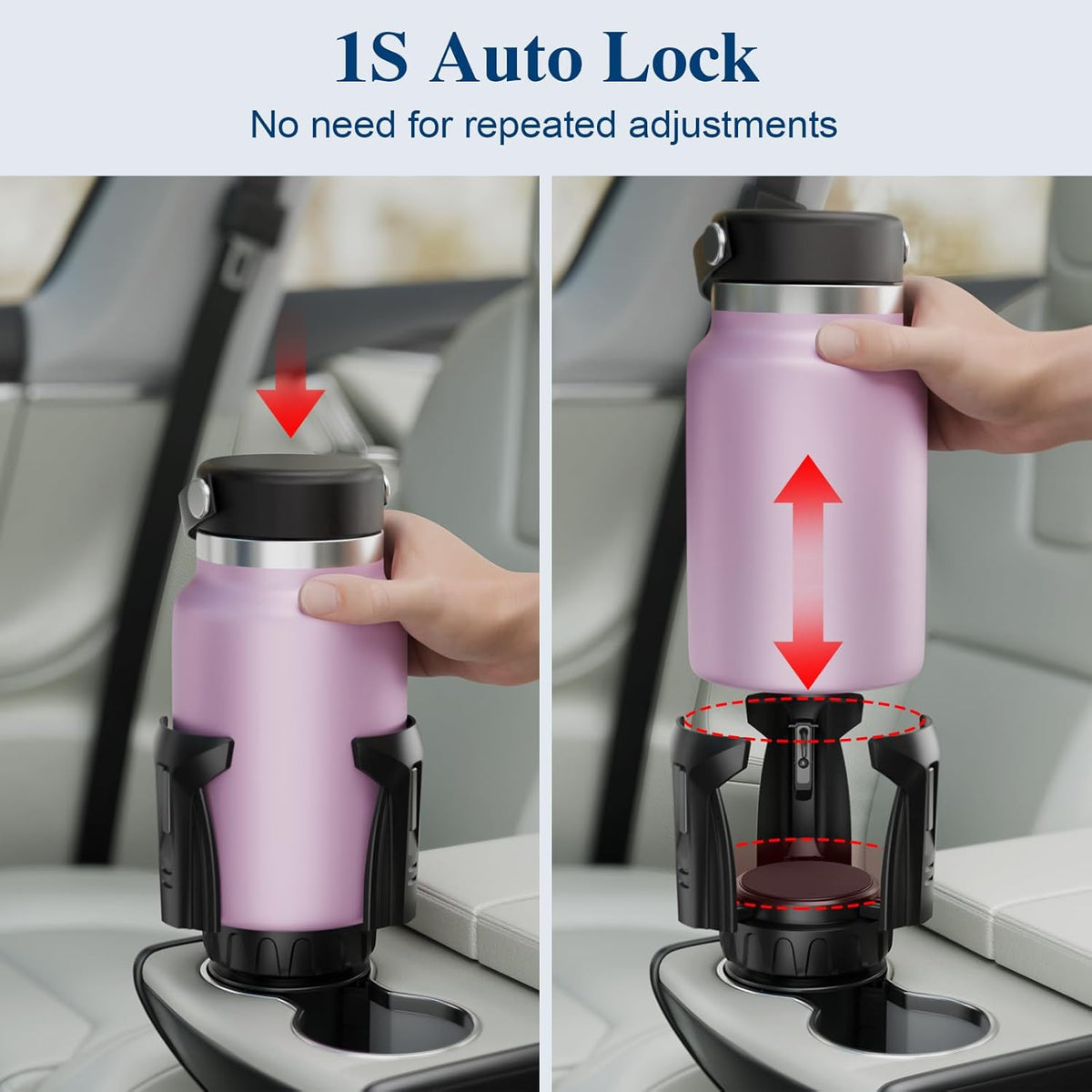 Car Cup Holder Expander, Cup Holder Extender Adapter with Expandable Arm and Adjustable Base, Compatible with Yeti Ramblers, Hydro Flasks, Stanley, Owala Most Coffee Mugs Bottles & Cups (CUP-2pack)
