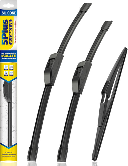 5 PLUS® Silicone Windshield Wipers Replacement for 2019-2024 Toyota RAV4/ 2006-2015 Mazda 5 Wiper Blades(Set of 3), Windshield Wiper Blades For My Car-26"/16"/12" - Colors B