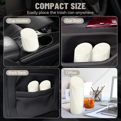 Car Trash Can Bin with Lid - Car Garbage Can Cup Holder - Pink Mini Leakproof Vehicle Garbage Bin with 20pcs Trash Bags - Automobile Organizers and Storage for Front Back Seat Accessories