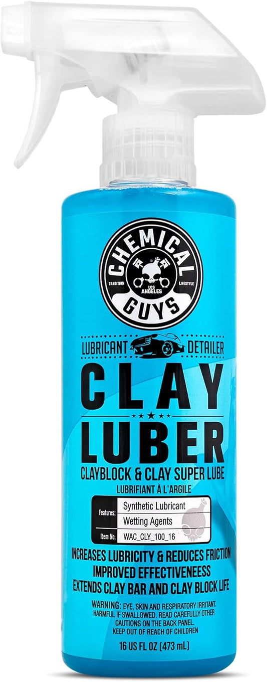 Chemical Guys Clay Bar Kit, Medium Duty with Luber Synthetic Lubricant – Removes Embedded Dirt, Restores Smooth Paint, Preps for Wax and Sealant - Safe for Cars, Trucks, SUVs, 16 oz, 2 Items