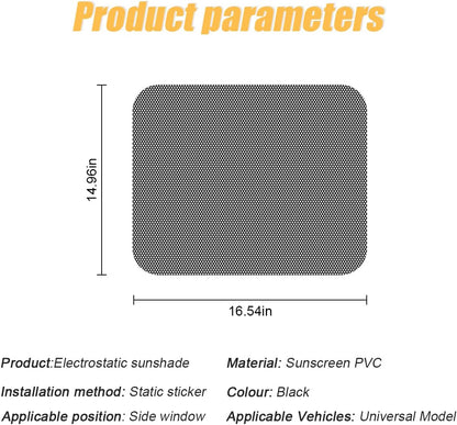 Car Side Window Sunshade, 4 PCS Static Cling Films Stickers Sun Shade UV Rays Privacy Protector, Reuseable Washable Sun Shade for Most Cars, Vhicles, SUV