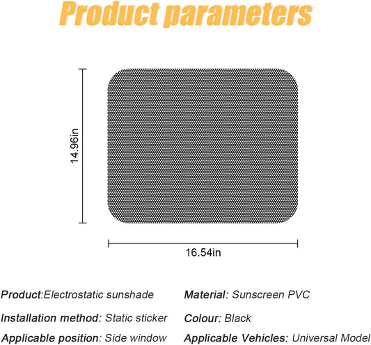 Car Side Window Sunshade, 4 PCS Static Cling Films Stickers Sun Shade UV Rays Privacy Protector, Reuseable Washable Sun Shade for Most Cars, Vhicles, SUV