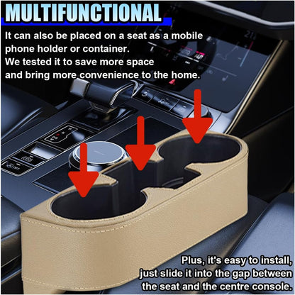 ZIMISI Car Cup Holder, PU Leather Auto Front Console Gap Filler Organizer, Multifunctional Cup Drink Holder, Car Seat Gap Filler Storage Box, Coin Bucket, Cell Mobile Phone Holder (Grey)