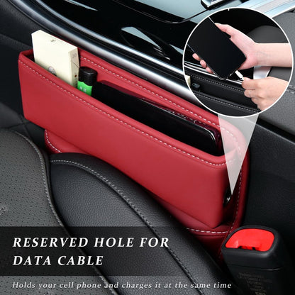 Kewucn Car Seat Gap Organizer, Adjustable Leather Front Seat Gap Filler Storage Box, Multifunctional Auto Console Side Pocket Organizer for Phone Glasses Key Card, Car Accessories (Black)