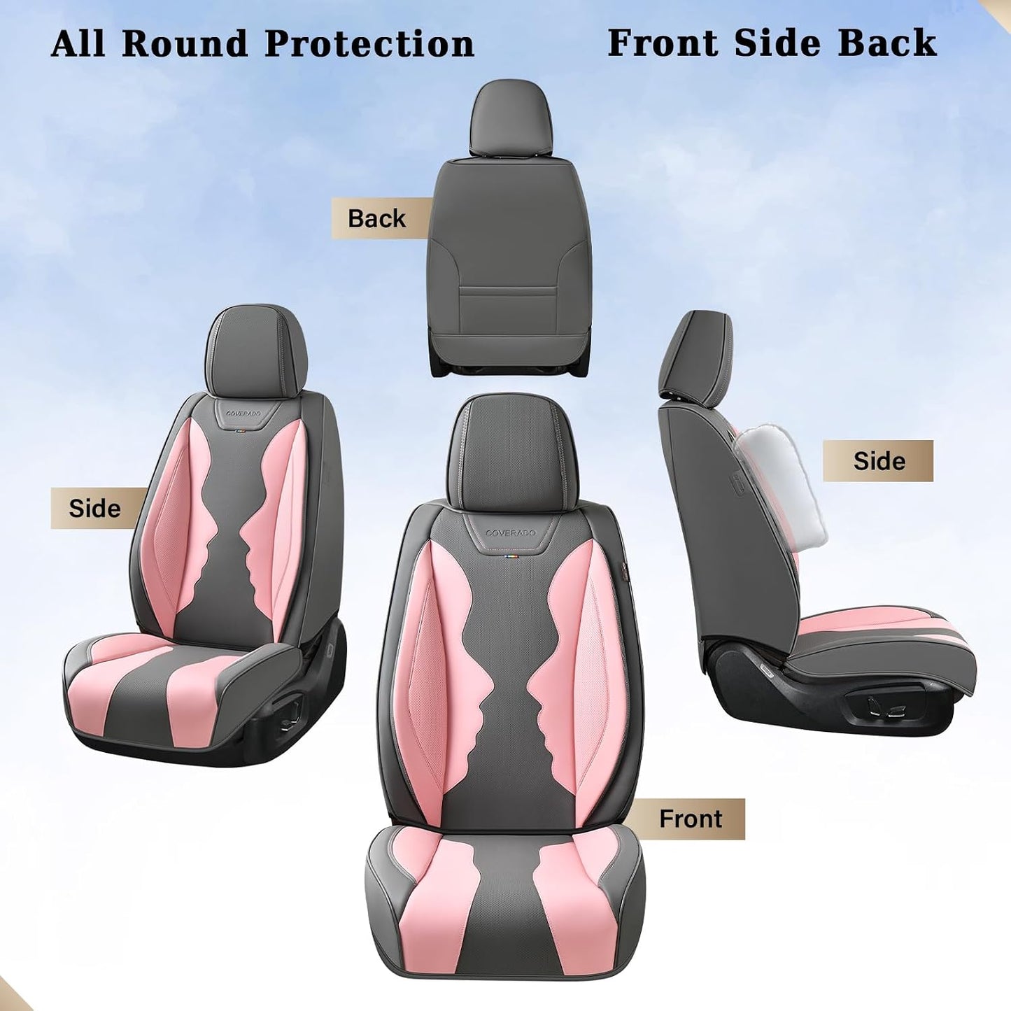 Coverado Car Seat Covers, Seat Covers Full Set, 5 Seats Automotive Seat Cover, Mesh Breathable Seat Protectors, Universal Fit for Most Cars