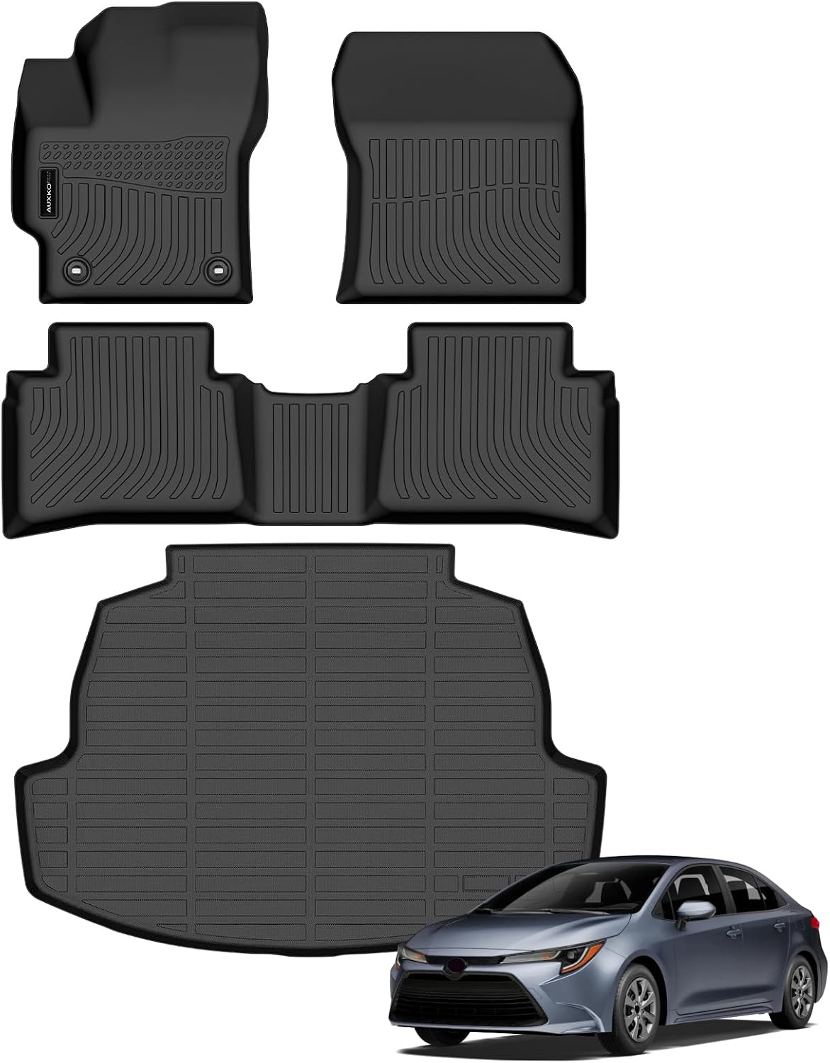 All Weather Floor Mat Fit for Toyota Corolla(Include Hybrid Exclude Hatchback) 2026 2025-2020 TPE Rubber Liners Corolla Accessories All Season Guard Odorless Anti-Slip Liner Black