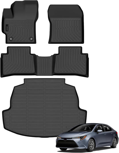 All Weather Floor Mat Fit for Toyota Corolla(Include Hybrid Exclude Hatchback) 2026 2025-2020 TPE Rubber Liners Corolla Accessories All Season Guard Odorless Anti-Slip Liner Black
