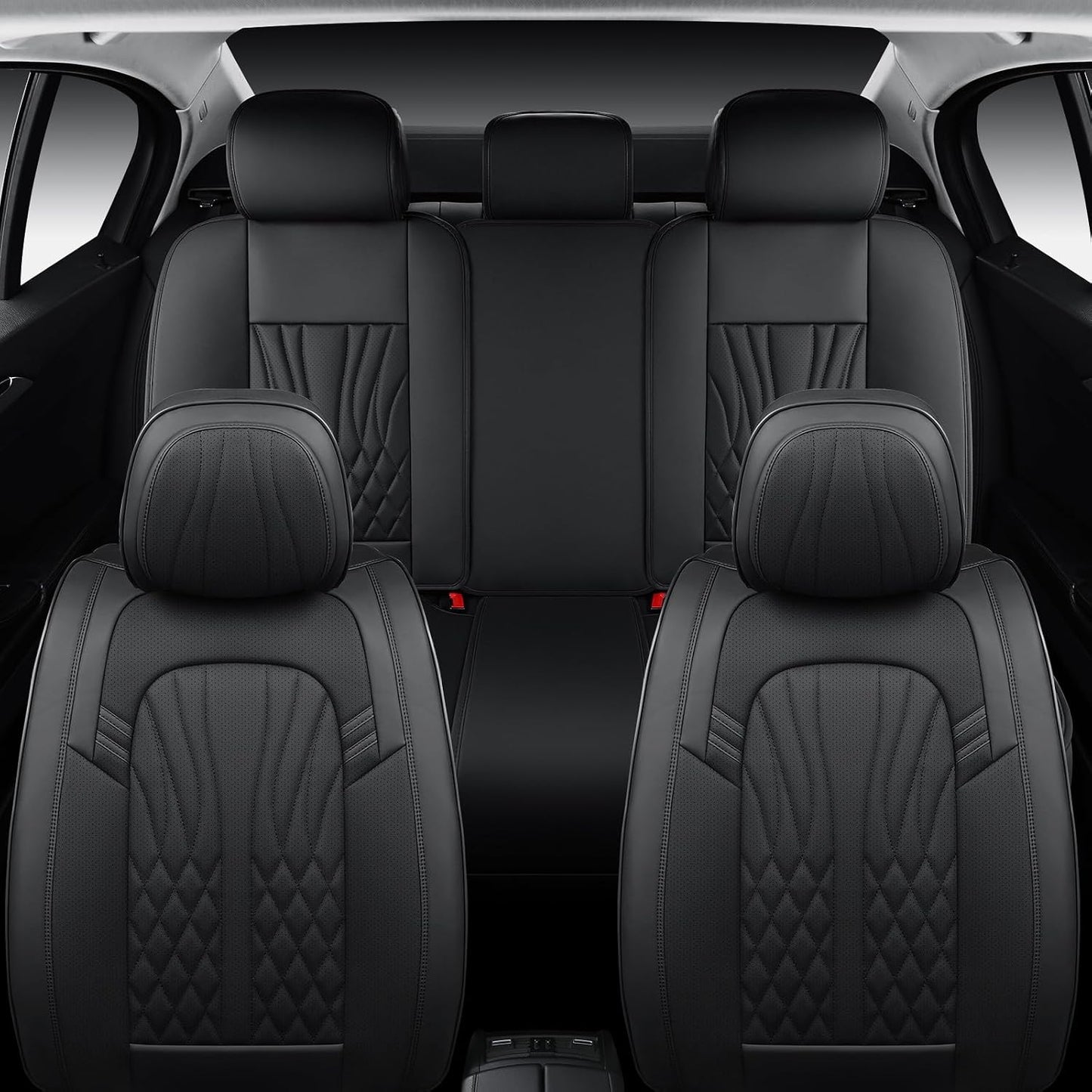 MINGBRON Leather Car Seat Covers,Car Seat Protector Waterproof,Seat Covers Full Set, Car Seat Protectors 5 Seats,Automotive Seat Covers Fit Most Cars Wine Red