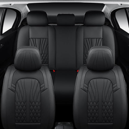MINGBRON Leather Car Seat Covers,Car Seat Protector Waterproof,Seat Covers Full Set, Car Seat Protectors 5 Seats,Automotive Seat Covers Fit Most Cars Wine Red