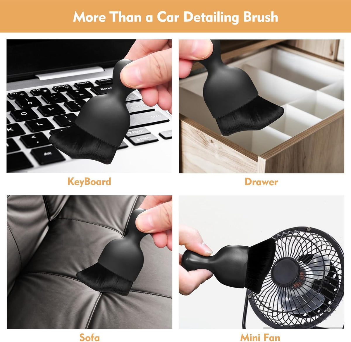 Car Interior Cleaning Brush Car Duster Interior with Ultra Soft Bristles Auto Detailing Brushes Dusting Car Accessories for Dashboard, AC Vents, Leather, Scratch-Free (1Pack)