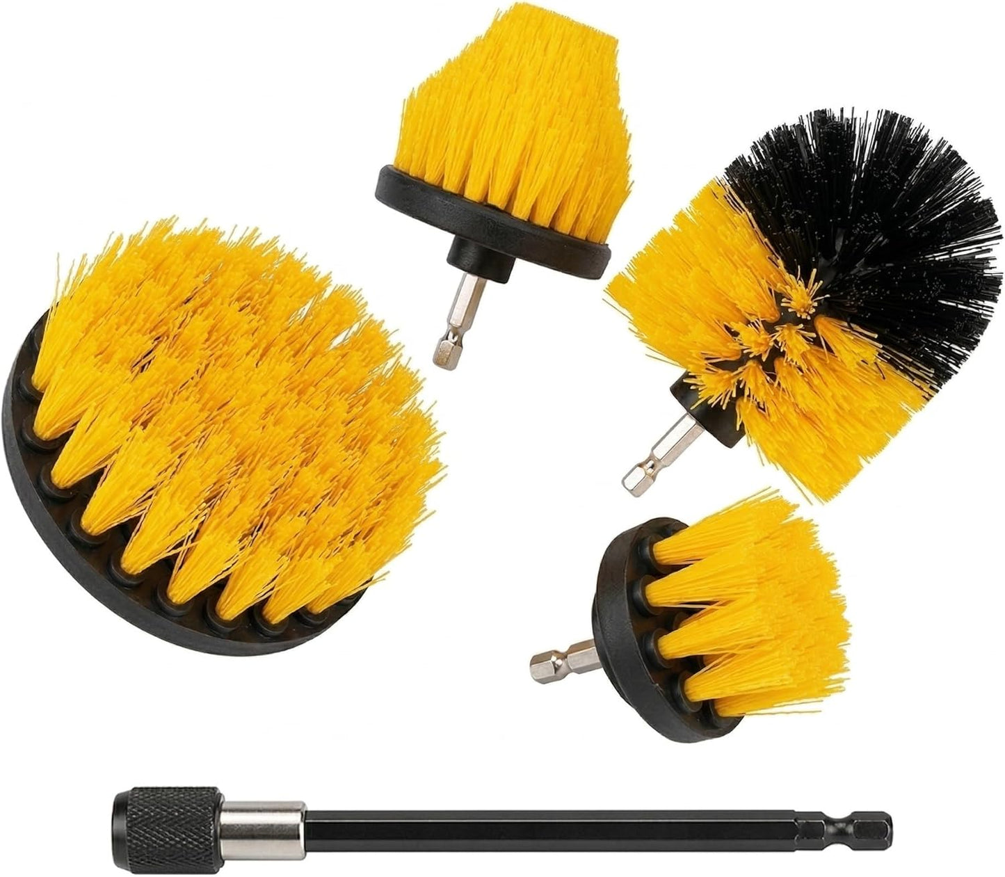 Drill Brush Attachment Set, 5 Pack Power Scrubber Cleaning Brush Kit with Extension Rod for Bathroom, Tub, Tile, Grout, Kitchen, Floor and Wheel Rims (Blue)
