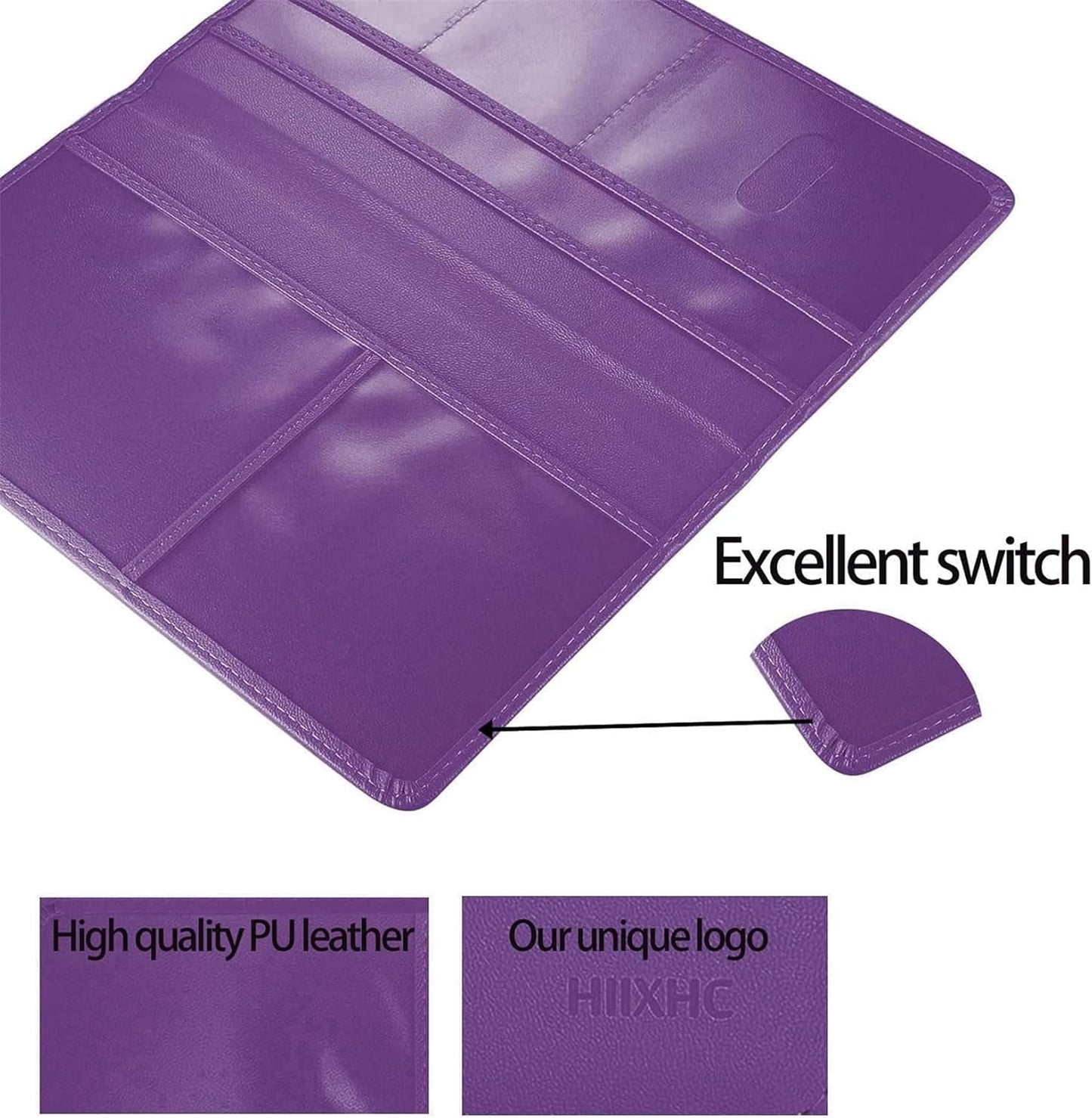 Car Registration and Insurance Card Holder - Leather Vehicle Glove Box Automobile Documents Paperwork Wallet Case Organizer for ID, Driver's License, Key, Cards - Car Accessories for Women&Men