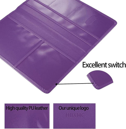 Car Registration and Insurance Card Holder - Leather Vehicle Glove Box Automobile Documents Paperwork Wallet Case Organizer for ID, Driver's License, Key, Cards - Car Accessories for Women&Men