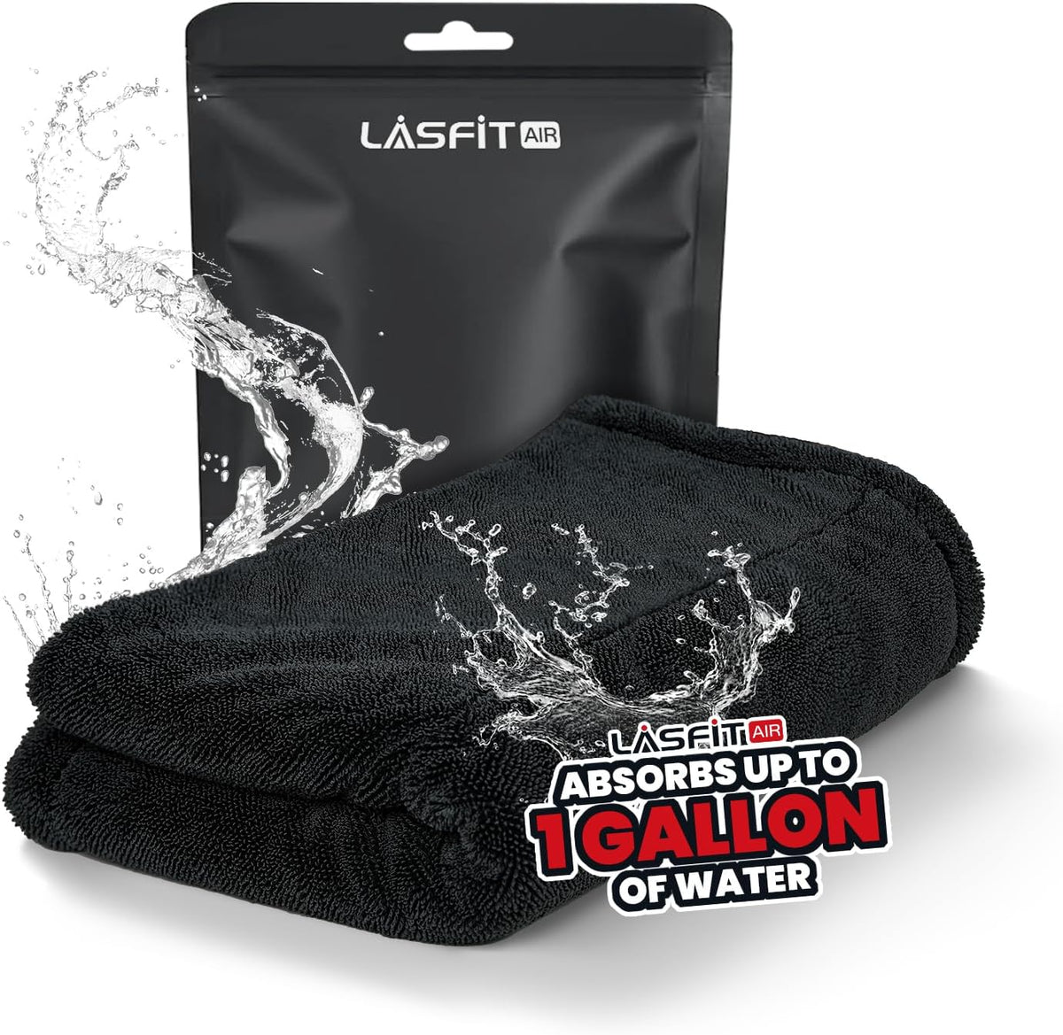 LASFIT Drying Towel, [2025 Upgraded] Large Super Absorbent Car Drying Towel for Car Detailing Streak Free, XL 1300 GSM Premium Ultra Soft Microfiber, Twisted-Loop Microfiber Towels for Cars