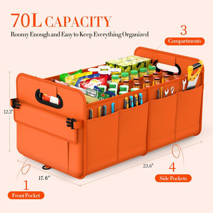 titiyiof Trunk Organizer For Suv & Sedan,Car Organizers and Storage, Waterproof Collapsible & Adjustable Straps,Sturdy Car Organization for Car Accessories, Tools,Food，Sundries,2-3 Compartment（Beige）