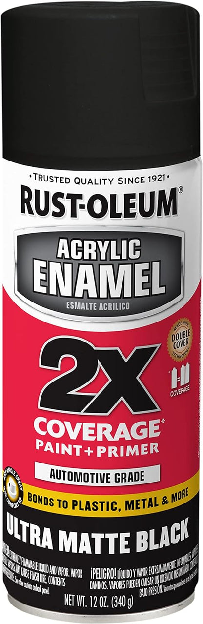 Rust-Oleum 271903 Acrylic Enamel 2X Spray Paint, 12 oz, Gloss Black, (Pack of 1)