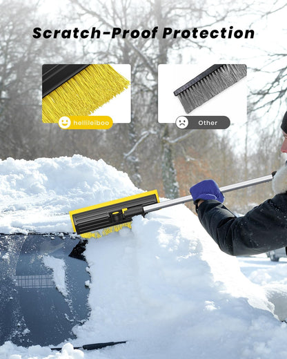 helloleiboo 2025 Extra Long 55.7" Ice Scrapers for Car Windshield Multi-Functional Detachable Car Ice Scraper with Foam Grip and 270° Pivoting Brush Head Snow Brush for SUV Truck Auto (Blue)