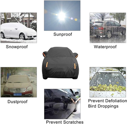 Full Car Covers for Sedan, Car Cover Waterproof All Weather Windproof Dustproof UV Protection Scratch Resistant Indoor Outdoor Univers
