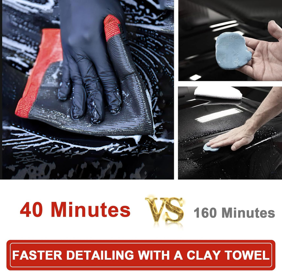Clay Towel 2 Pack Auto Detailing - Fine Grade Microfiber Car Chamois Towel - DIY Detail Clay Bar Alternative