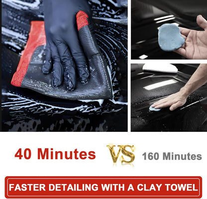 Clay Towel 2 Pack Auto Detailing - Fine Grade Microfiber Car Chamois Towel - DIY Detail Clay Bar Alternative
