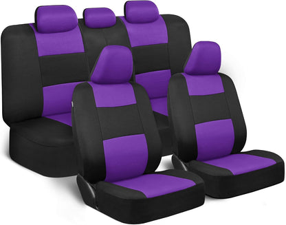BDK PolyPro Car Seat Covers Full Set in Charcoal on Black – Front and Rear Split Bench for Cars, Easy to Install Cover Set, Accessories Auto Trucks Van SUV