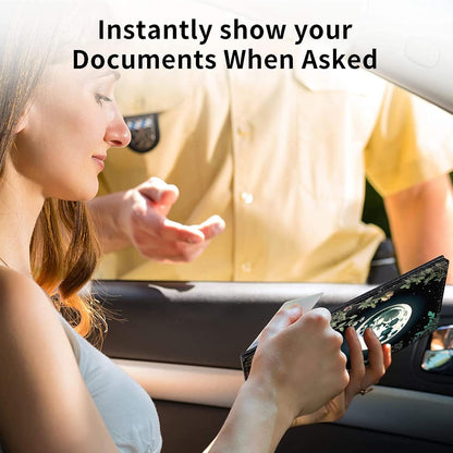 Car Registration and Insurance Holder, Leather Car Glove Box Organizer, Cool Car Accessories for ID, Driver's License Cards & Essential Document, business cards, Men&Women, Retro Audio Cassette