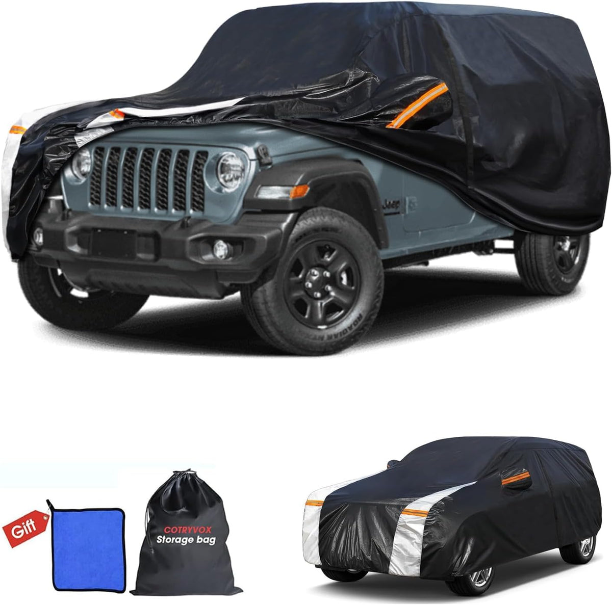 Large SUV Car Cover for Chevy Suburban 100% Waterproof All Weather, Heavy Duty Outdoor Full Exterior Covers Rain Sun Wind UV Protection. - Colors C