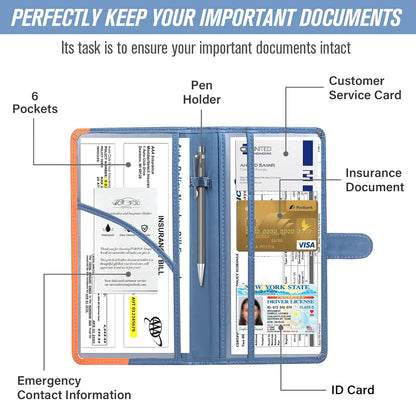 foryou Car Registration and Insurance Holder Car Document Holder Registration and Insurance Card Holder for Cards, Driver License & other Essential Documents(Purple Pink)