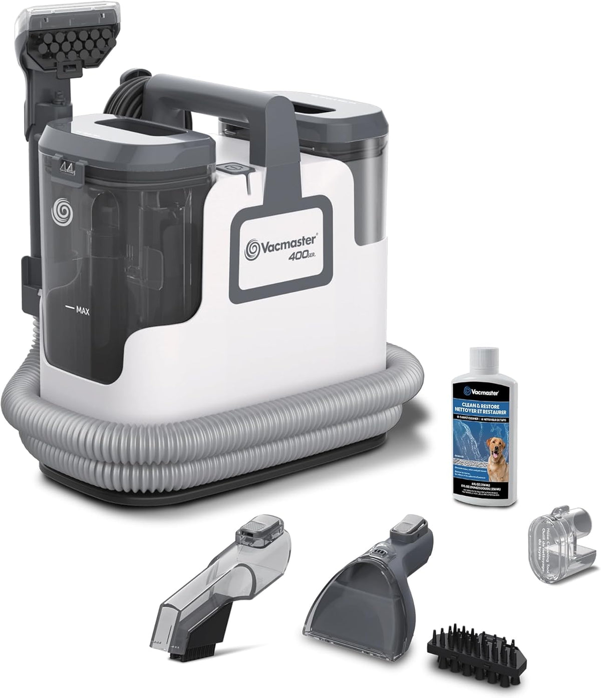 Vacmaster SCB301 400 Series Portable Carpet & Upholstery Spot Cleaner Machine, 15Kpa Power Suction with Versatile Tools for Pets, Area Rugs and Couches