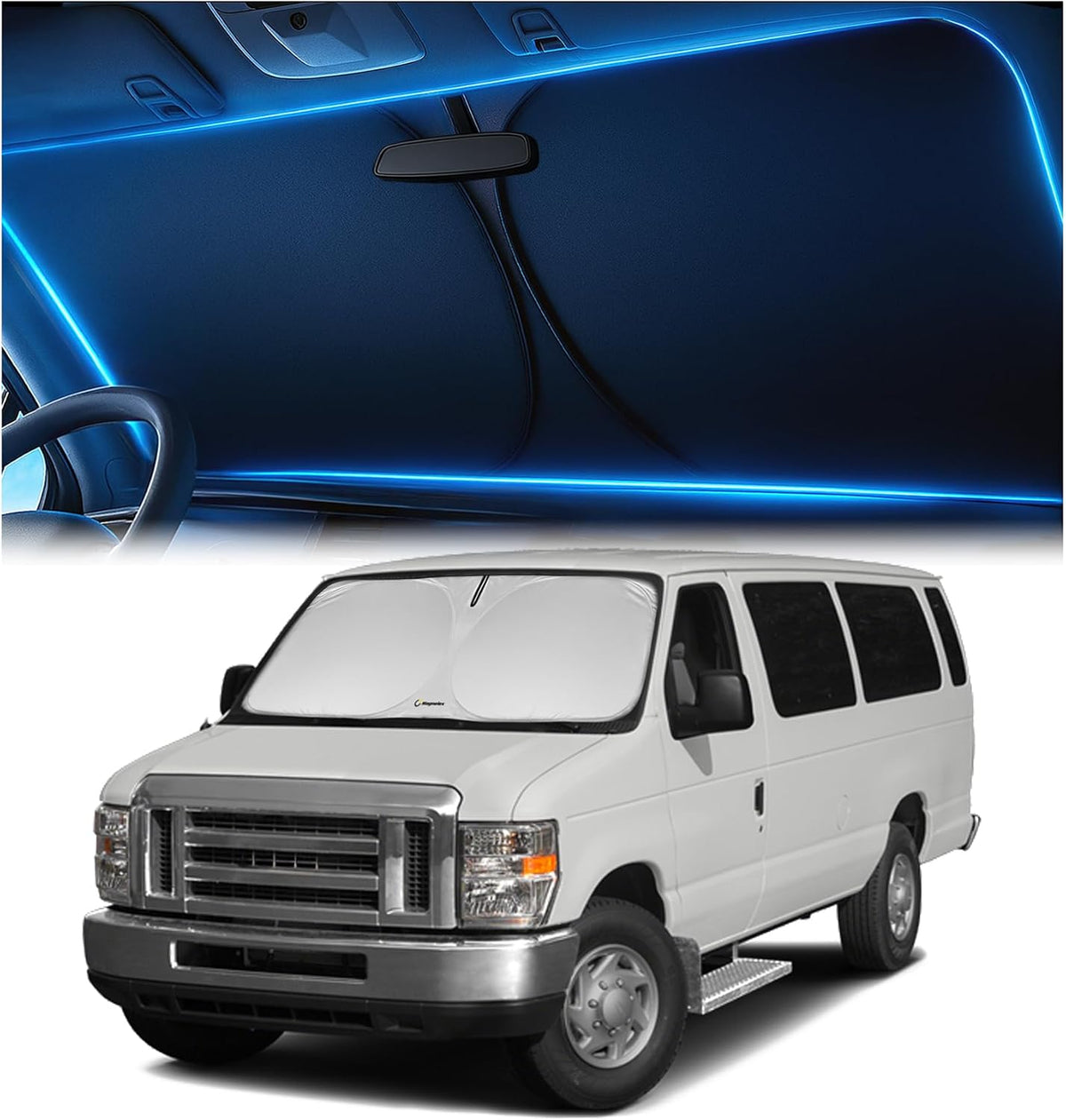 Magnelex Windshield Sun Shade for Dodge RAM 1500 2019-2023 2024 2025 2026, Foldable Car Window Sunshade, Heat & UV Visor Cover, Reflective Front Shades Accessories - Colors B