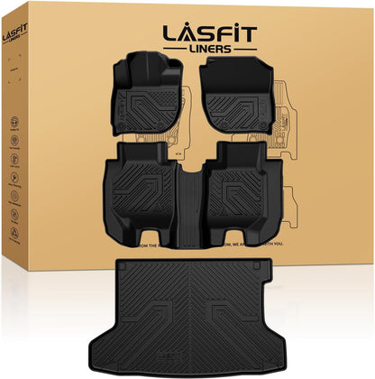 LASFIT Full Set Floor Mats for Honda CR-V 2026 2025 2024 2023 (Gasoline & Hybrid & e:FCEV), All Weather TPE Custom Fit Floor Liners 1st & 2nd Row & Seat Back Mat & Cargo Mat (Upper Position)