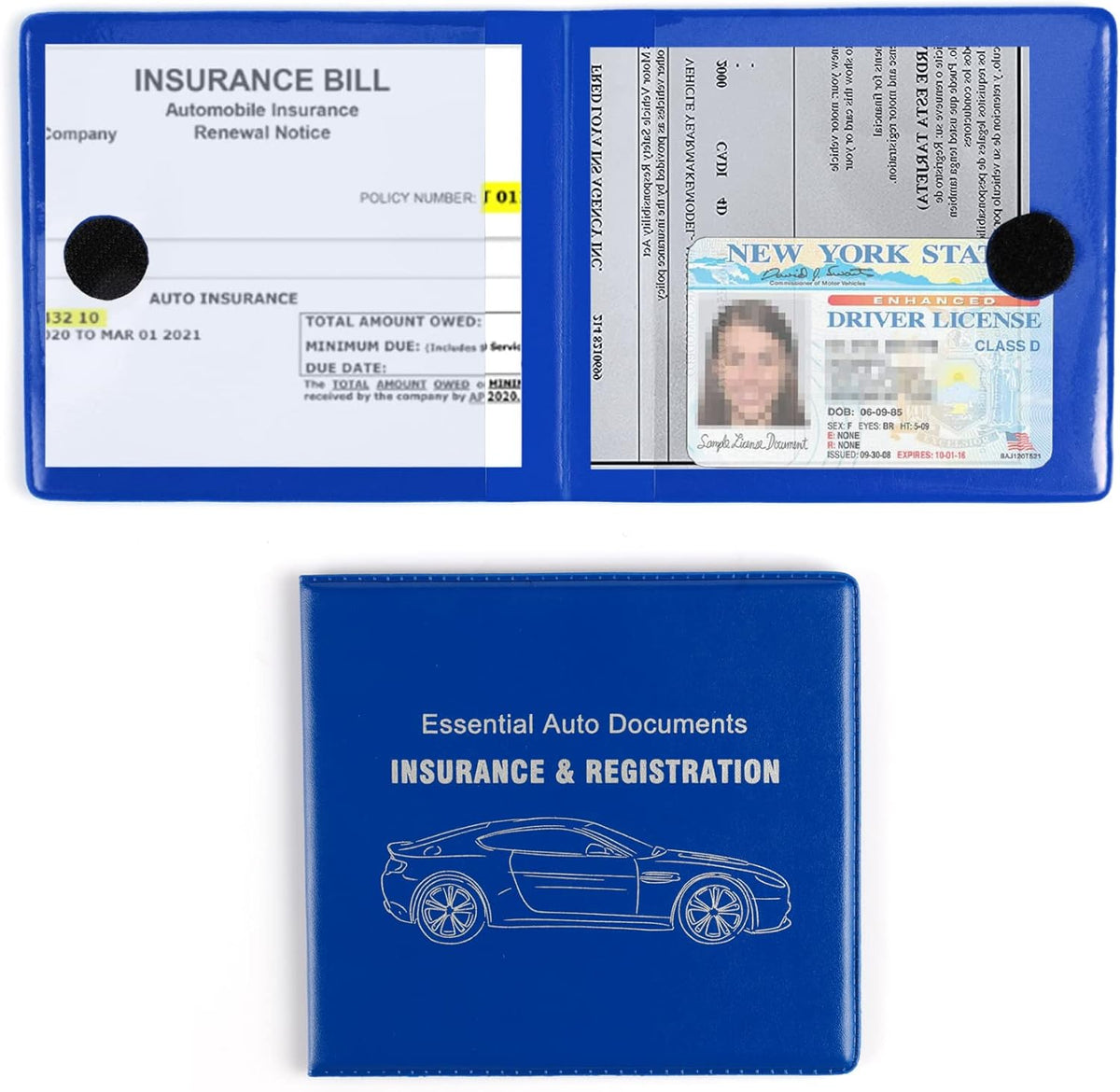 UYYE Car Registration and Insurance Card Holder, Vehicle Glove Box Car Organizer, Interior Car Accessories for Documents, Cards, License - 2 Pack