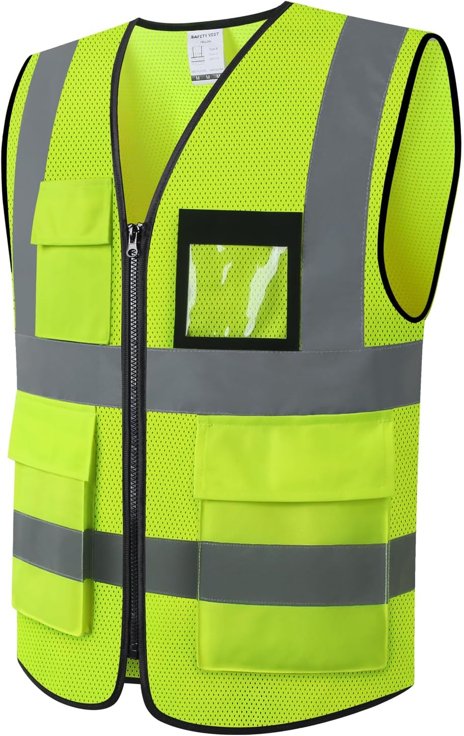 Reflective Mesh Safety Vest for Men Women with 5 Pockets and Zipper Front High Visibility Mesh Vest Hi Vis Construction Work Vest,Meets ANSI/ISEA Standards(EK175-Yellow-L)