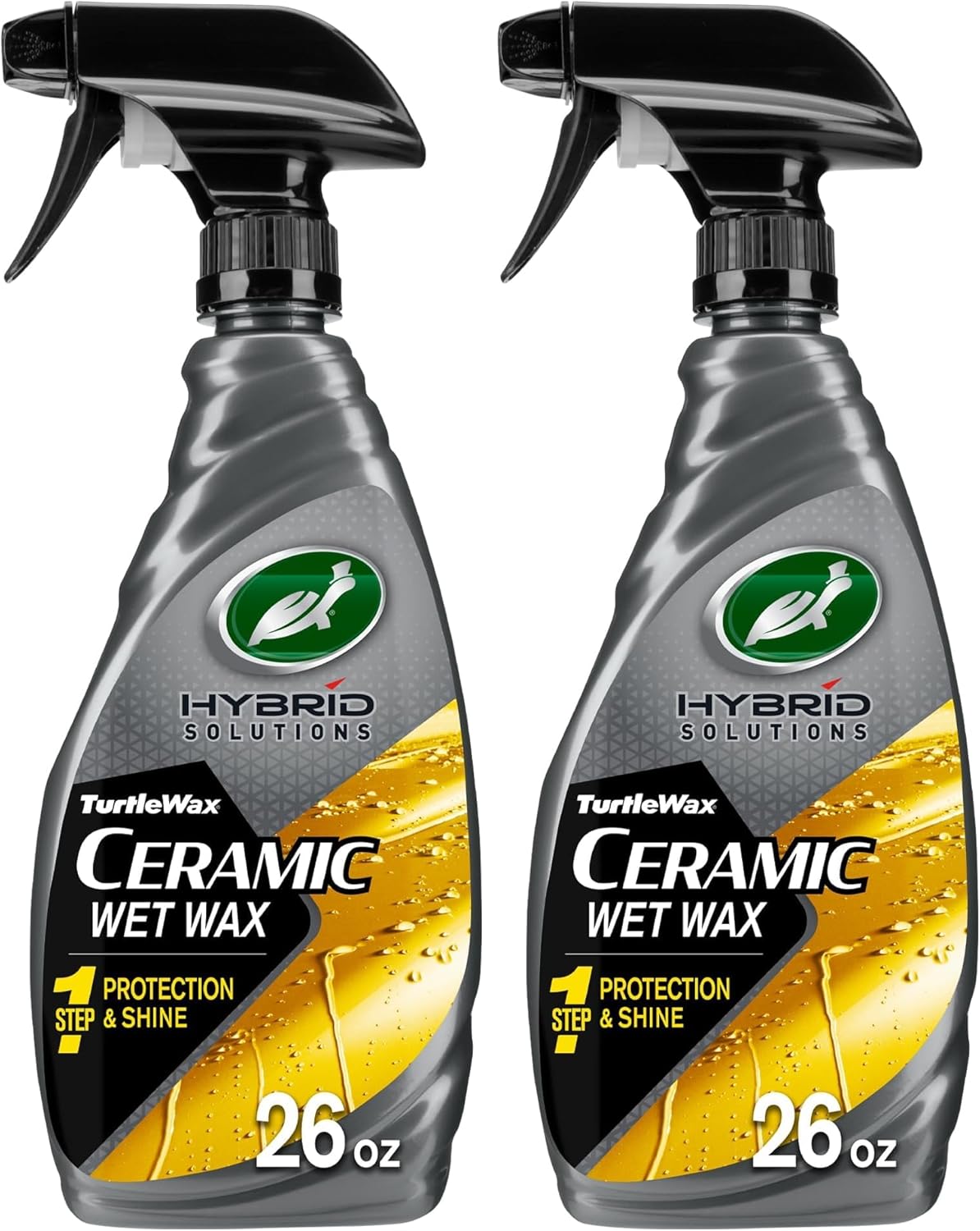 Turtle Wax Hybrid Solutions Ceramic Wet Wax, Spray on Car Wax for 1-Step High Gloss Shine and Ceramic Coating Protection for Paint, Wheels,Glass and More, Extreme Water Beading, 26 oz (Pack of 1)