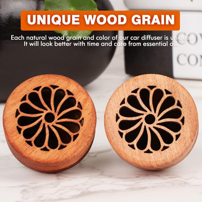 Essential Oil Car Diffuser, 2 PCS Car Aromatherapy Wood Diffuser with Vent Clip