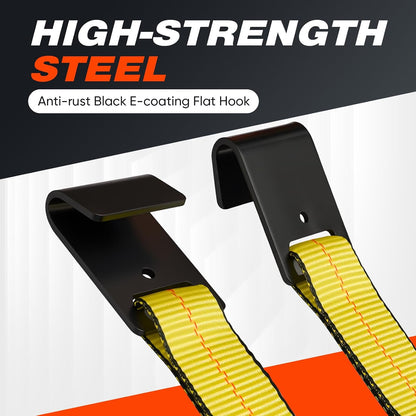Tow Dolly Straps 2Pcs Tow Dolly Basket Straps with Flat Hook Fit 14"-19" Tires, Car Wheel Tie Down Strap with 10,000 lbs Breaking Strength