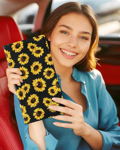 Slohif Car Registration and Insurance Card Holder with Magnetic Shut - Vehicle Glove Box Organizer Women Leather Automobile License Holders Coasters Auto Accessories Case for Document,Strawberry