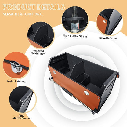 XCF Car Trunk Organizer, Leather Trunk Organizer for SUV with Lid and Sturdy Handle Car Storage Organizer (Black, 20.47 x 11.42 x 12.2in)