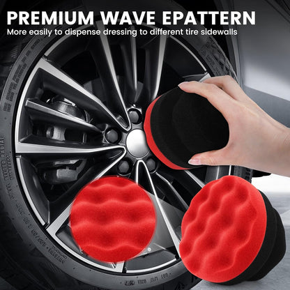 IPELY 2 Pack Large Red Tire Shine Applicator Pad, Durable and Reusable Hex-Grip Tire Dressing Applicator Pad