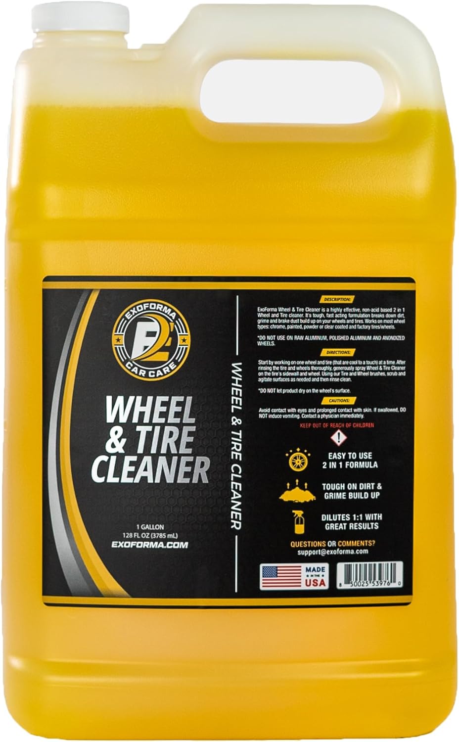 ExoForma Wheel & Tire Cleaner - Removes Built-Up Brake Dust, Dirt & Grime - Improves Dressing Performance - 2-in-1 Formula - Chosen by Pros (16 FL Oz)