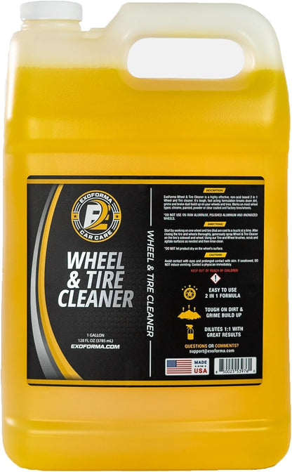 ExoForma Wheel & Tire Cleaner - Removes Built-Up Brake Dust, Dirt & Grime - Improves Dressing Performance - 2-in-1 Formula - Chosen by Pros (16 FL Oz)