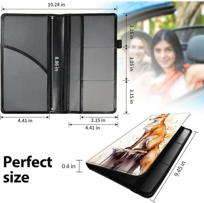 Car Registration and Insurance Holder, Leather Car Glove Box Organizer, Cool Car Accessories for ID, Driver's License Cards & Essential Document, business cards, Men&Women, Retro Audio Cassette