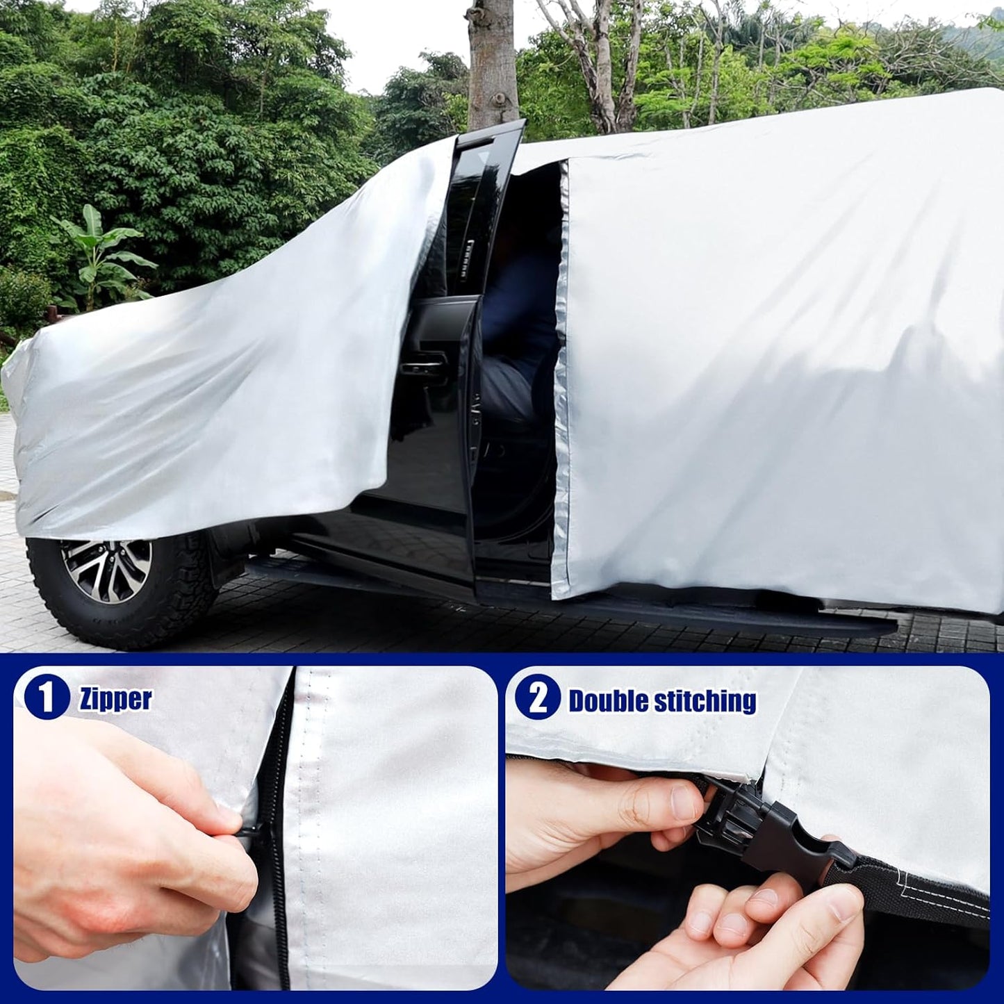 Car Cover Custom Fit for Toyota Corolla 2000-2025, Honda Civic 1991-2025, Waterproof All Weather Full Exterior Cover Rain Sun Protector Car Cover with Door Zipper