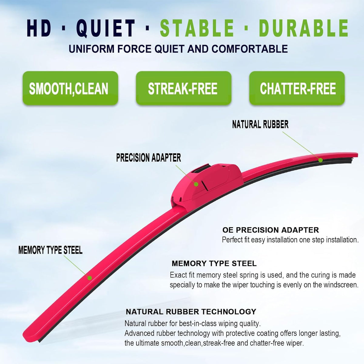 OEM QUALITY 24" +19" PARRATI Premium All-Season Windshield Wiper Blades (Set of 2) - Colors B
