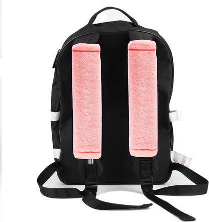 Amooca Soft Faux Fur Universal Fit Seatbelt Cover Car Truck SUV Airplane Seat Belt Shoulder Pad for Carmera Backpack Straps Neck Cushion Protector 2 Pack 10.5in Dark Gray