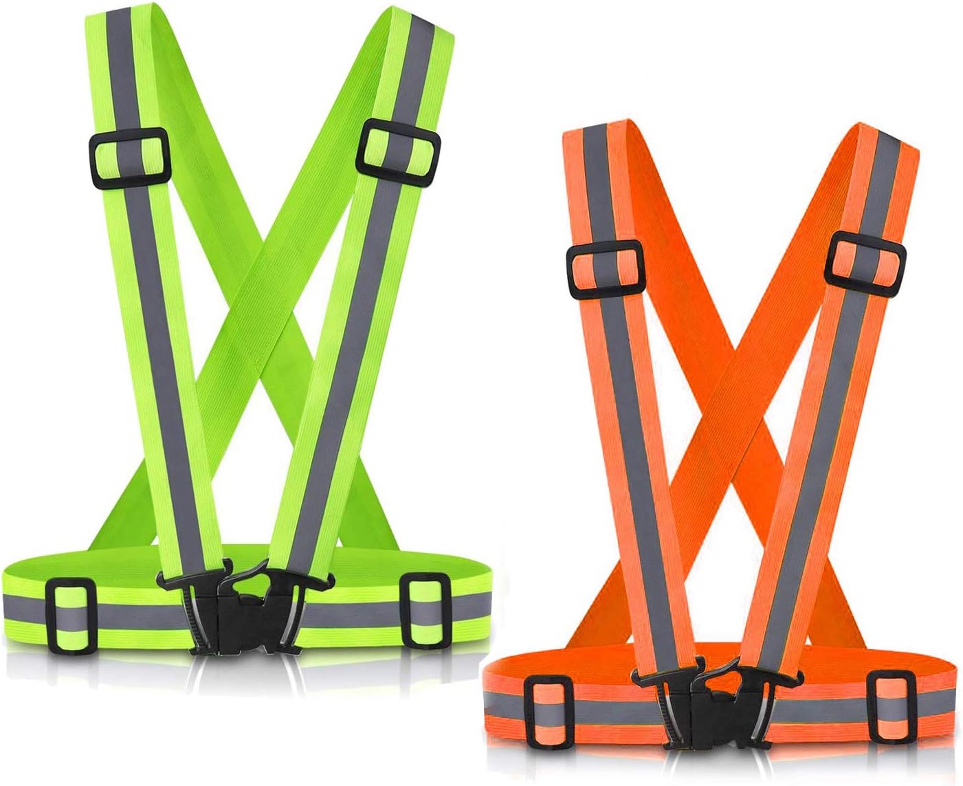 Reflective Vest Running Gear, 2Pack High Visible Safety VES for Cycling Jogging Running Walking, Adjustable for Men Women