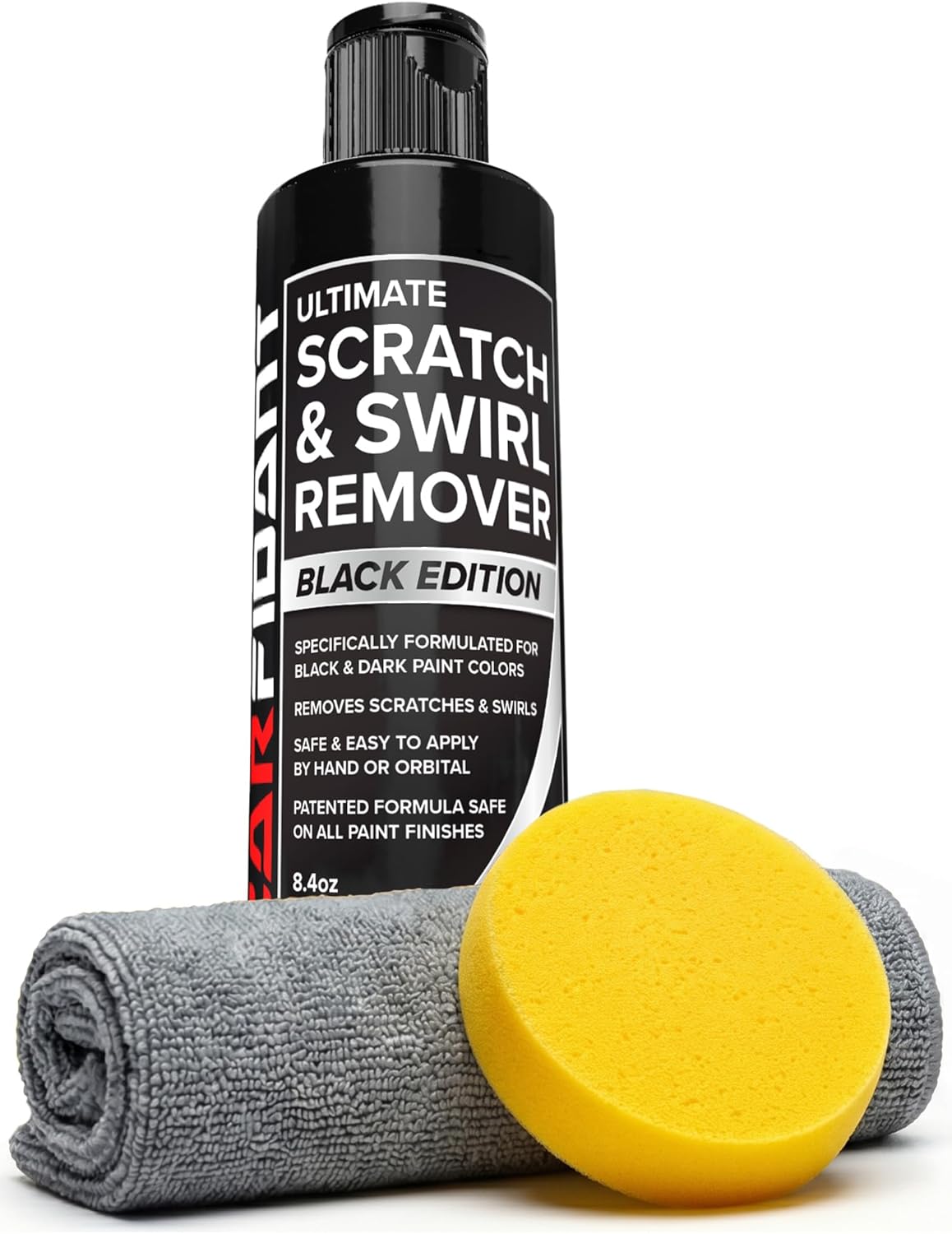 Carfidant Black Scratch and Swirl Remover - Car Scratch Remover for Paint Scratches - Polishing Compound for Cars Kit with Buffer Pad - Buffing Compound for Car Paint Restorer