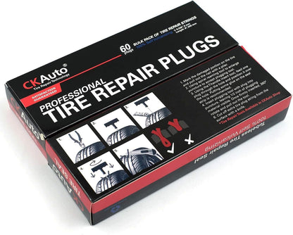 CKAuto 30pcs 4" Black Tire Repair Strings, Automotive Tool Tire Repair Plugs for Tubeless Off-Road Tires Car, Bike, ATV, UTV, Wheelbarrow, Mower
