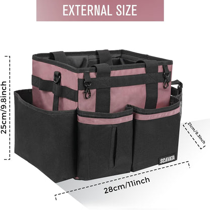 SCAVATA Compact Wearable Cleaning Caddy, Small Supplies Organizer with Handle & Shoulder Straps for Housekeepers, Under Sink & Car Cleaning Tool Organizer Bag (Black)